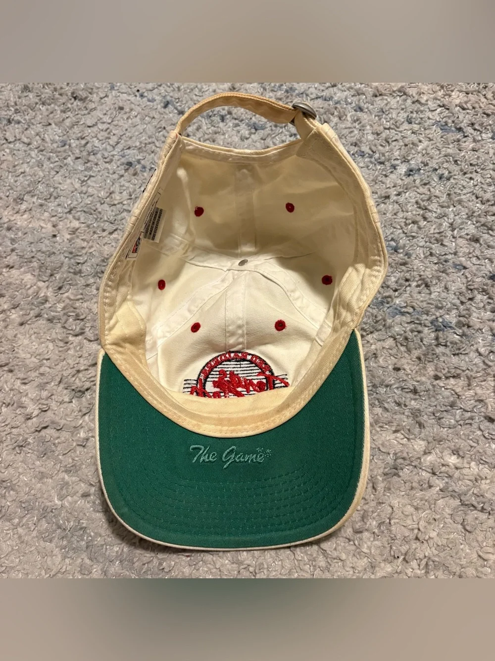 Vintage Texas Tech Red Raiders Strapback Hat The Game Green Brim Off-White Cap